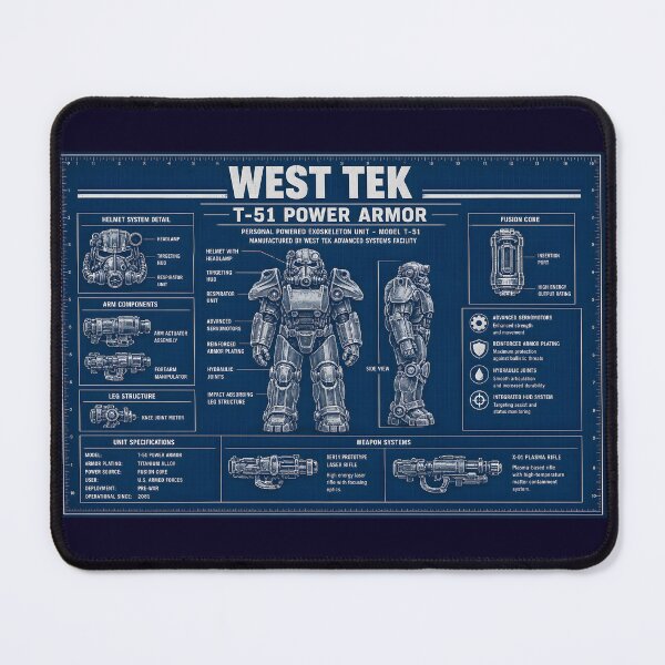 Item preview, Fallout T-51 Power Armor Blueprint | West Tek Military Schematic Design designed and sold by RockyLambda.