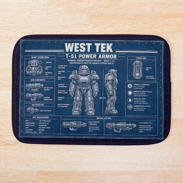 Item preview, Plano de la servoarmadura T-51 de Fallout | Diseño esquemático militar de West Tek designed and sold by RockyLambda.