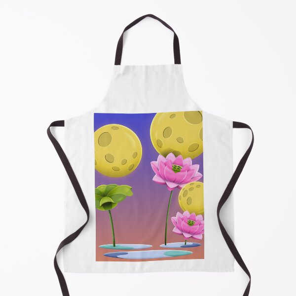 Item preview, Fantasy Lotus Flowers And Moons Cartoon Scene designed and sold by Lexkon Liu's art.