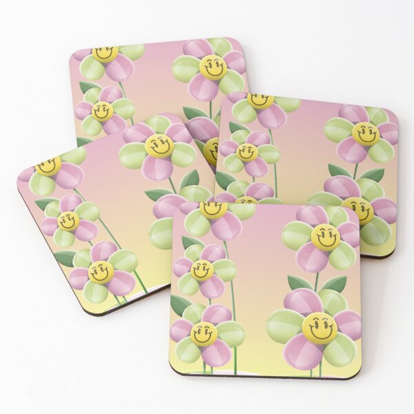 Item preview, Retro Cute Smiley Face Flowers Illustration designed and sold by Lexkon Liu's art.