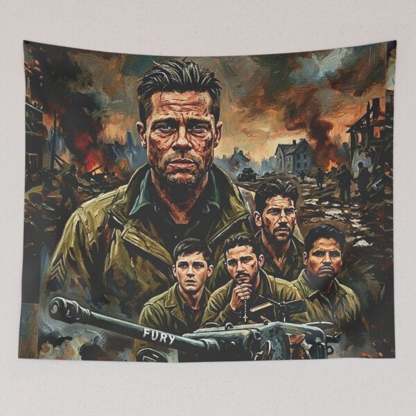 Item preview, Fury Retro WWII Military Action Drama Tribute Art Movie Poster designed and sold by Art's Diner.