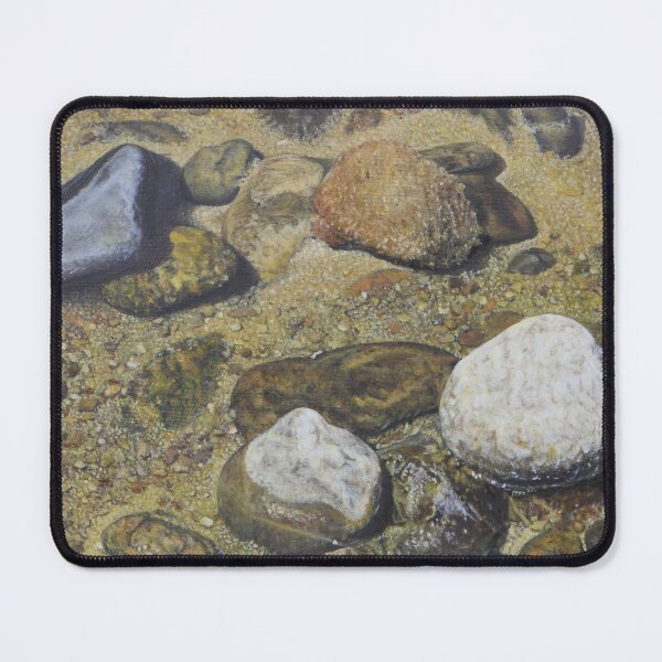 Item preview, Riverbed Smooth Pebbles and Stones - Realistic Fine Art designed and sold by HaedamArt.
