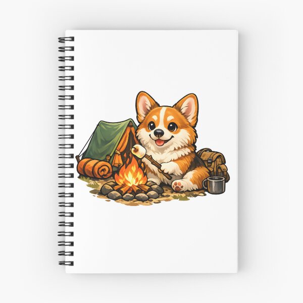 Item preview, Cozy Camping Corgi Roasting Marshmallows Premium Illustration designed and sold by builtforyou.