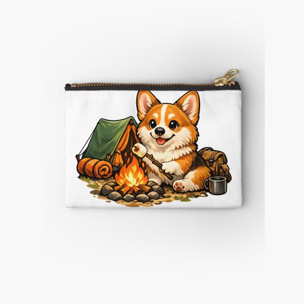 Item preview, Cozy Camping Corgi Roasting Marshmallows Premium Illustration designed and sold by builtforyou.