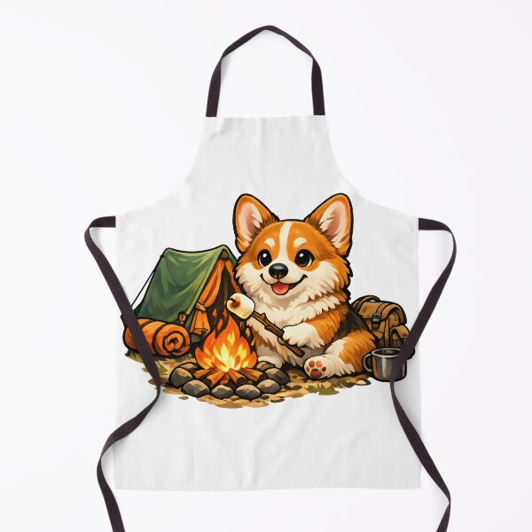 Item preview, Cozy Camping Corgi Roasting Marshmallows Premium Illustration designed and sold by builtforyou.