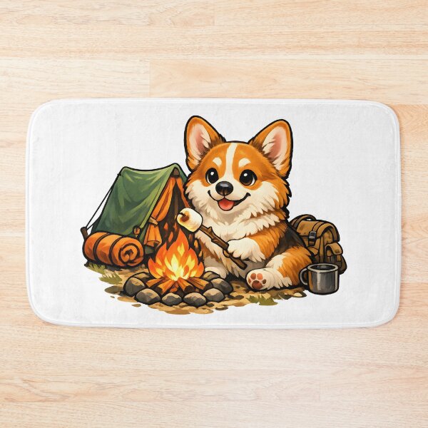Item preview, Cozy Camping Corgi Roasting Marshmallows Premium Illustration designed and sold by builtforyou.