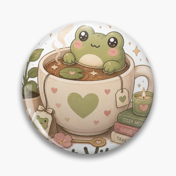 Item preview, Just Vibing — Cute Frog in a Teacup Sticker designed and sold by TrazosInk.