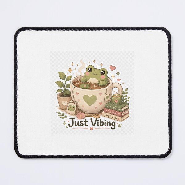Item preview, Just Vibing — Cute Frog in a Teacup Sticker designed and sold by TrazosInk.