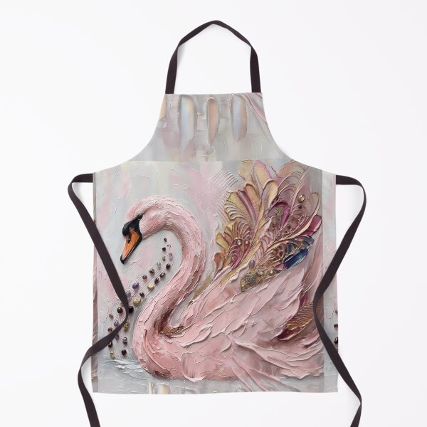Item preview, Elegant Pink Swan Impasto Oil Painting designed and sold by MByunArt.