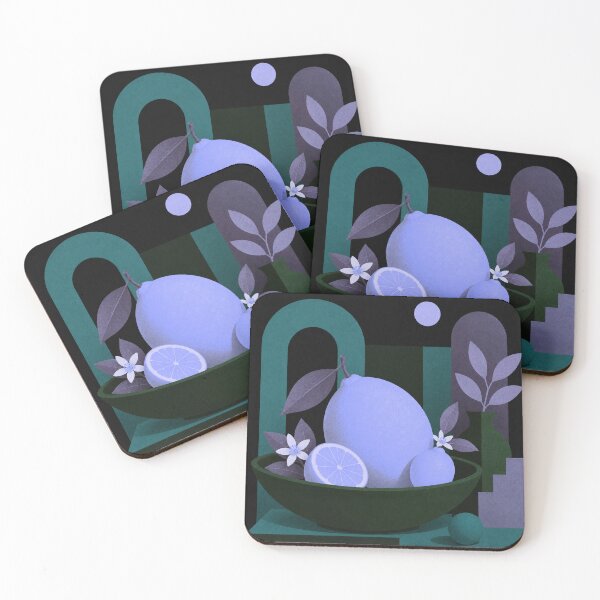 Item preview, Moon Citrus | Blue Lemon Mid Century Modern Botanical Art designed and sold by joycrysstudio.