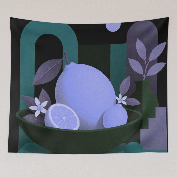 Item preview, Moon Citrus | Blue Lemon Mid Century Modern Botanical Art designed and sold by joycrysstudio.