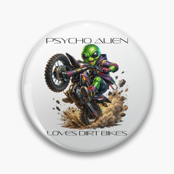 Artikelvorschau, Psycho Alien liebt Dirtbikes (schwarze Schrift) entworfen und verkauft von PsychoAlien.com.