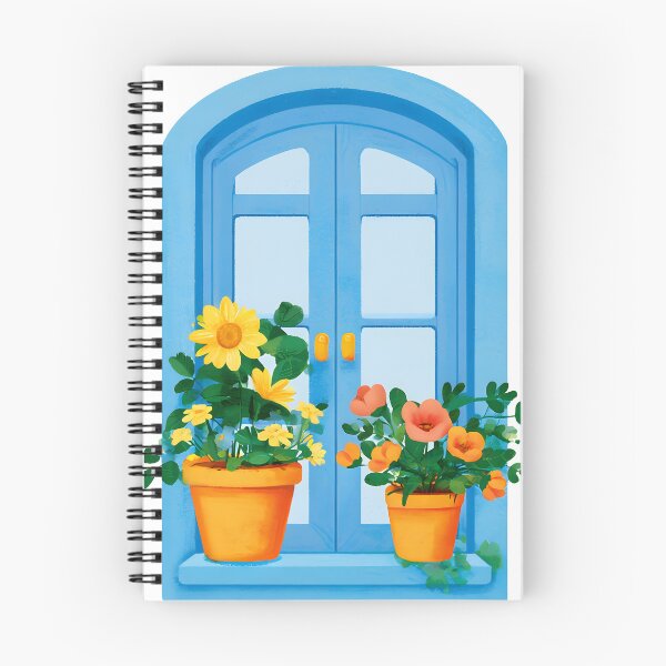 Item preview, Blue Window with Yellow and Orange Flowers designed and sold by AMIDATORA.