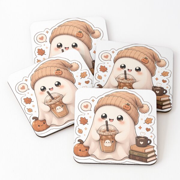 Item preview, Cute Cozy Ghost Drinking Iced Coffee Sticker designed and sold by Barkybond.