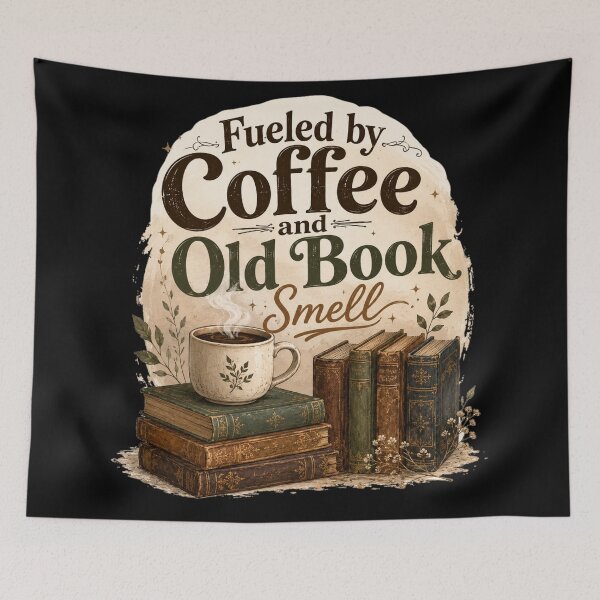 Item preview, Fueled by Coffee and Old Book Smell | Cozy Book Lover Reading Design designed and sold by  BreedCraft Studio.