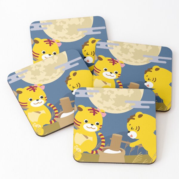 Item preview, Cute Cartoon Tigers Mochi Pounding Moon Festival designed and sold by OsakaYumeWorks.