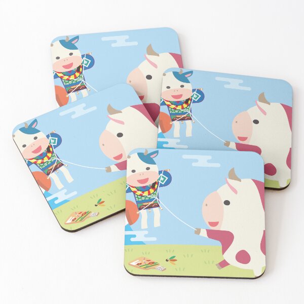 Item preview, Cute Cartoon Cows Japanese New Year Kite designed and sold by OsakaYumeWorks.