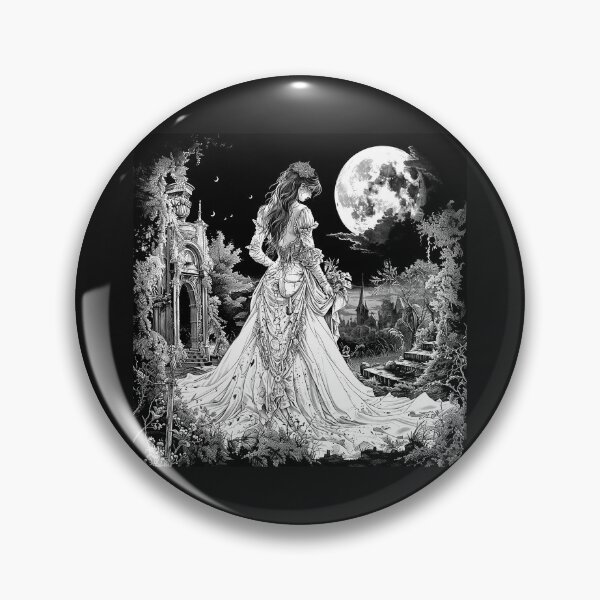 Item preview, Gothic Bride Under Full Moon Enchanted Garden Art designed and sold by inkoutninja.
