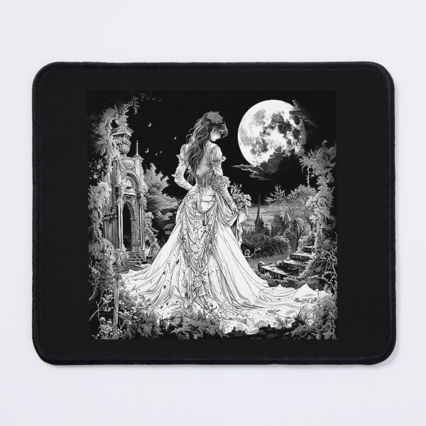 Item preview, Gothic Bride Under Full Moon Enchanted Garden Art designed and sold by inkoutninja.
