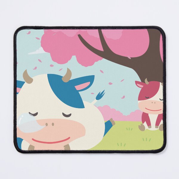 Item preview, Cute Cartoon Cows Spring Cherry Blossom Sleep designed and sold by OsakaYumeWorks.