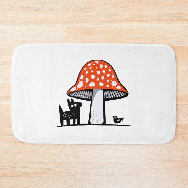 Item preview, Folk Art Big Red Mushroom Dog and Bird designed and sold by DariaKusto.