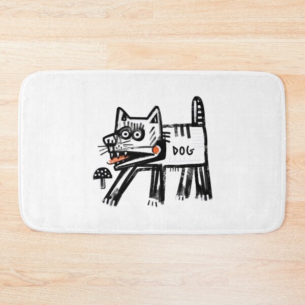 Item preview, Primitive Folk Art Dog Black and White Doodle designed and sold by DariaKusto.