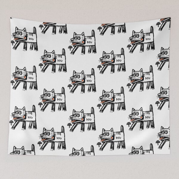 Item preview, Primitive Folk Art Dog Black and White Doodle designed and sold by DariaKusto.
