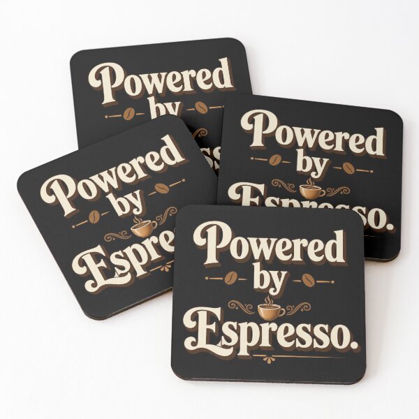 Item preview, Powered by Espresso. | Retro Coffee Lover Typography Design designed and sold by Irene Catchmind.