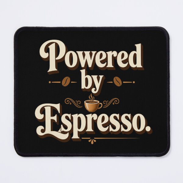 Item preview, Powered by Espresso. | Retro Coffee Lover Typography Design designed and sold by Irene Catchmind.