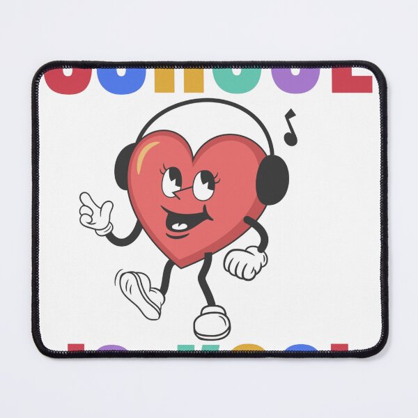Item preview, School Is Kool – Retro Dancing Heart Mascot School Graphic designed and sold by Jen.Lou.