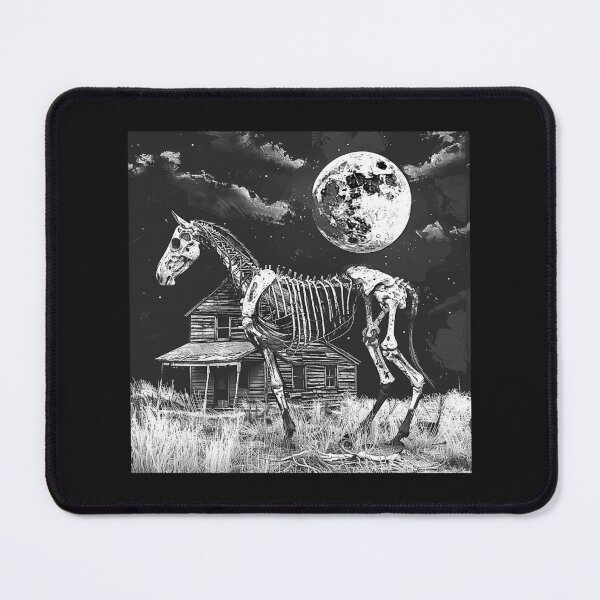 Item preview, Skeleton Horse Under Full Moon Haunted Farmhouse Gothic Art designed and sold by inkoutninja.