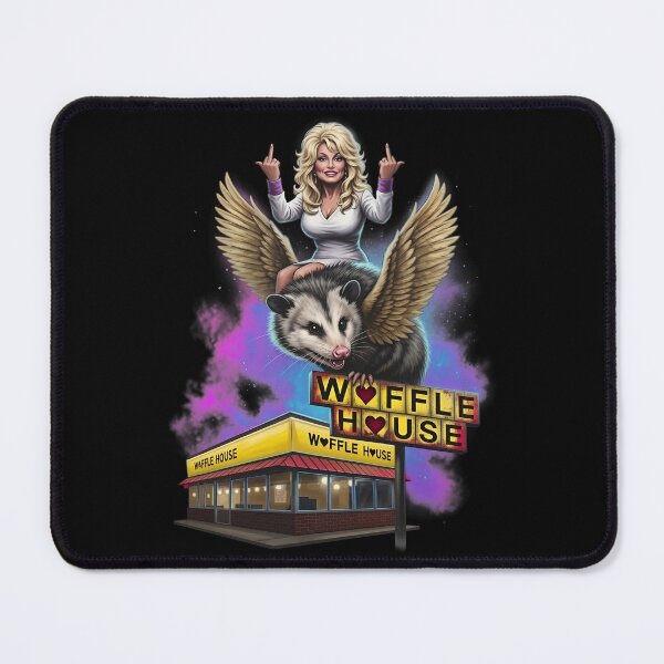 Item preview, Dolly Riding A Winged Possum Over Waffle House Partons Middle Finger designed and sold by ThaisMeloArt.
