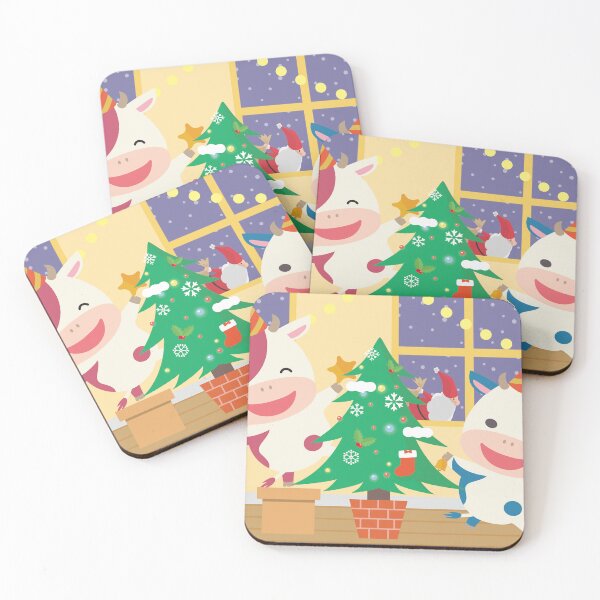 Item preview, Cute Cartoon Cows Merry Christmas Tree Decorating designed and sold by OsakaYumeWorks.