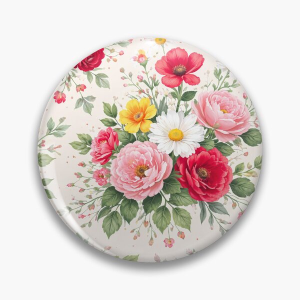 Item preview, Romantic Cottage Garden Floral Pattern | Pink Roses, Peonies & Daisies Seamless Botanical Print designed and sold by Dreamweaver Mandalas.