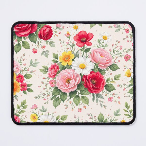 Item preview, Romantic Cottage Garden Floral Pattern | Pink Roses, Peonies & Daisies Seamless Botanical Print designed and sold by Dreamweaver Mandalas.