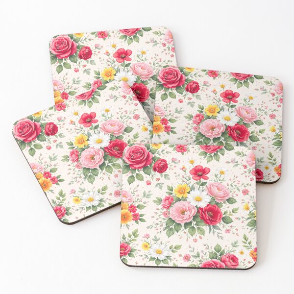 Item preview, Romantic Cottage Garden Floral Pattern | Pink Roses, Peonies & Daisies Seamless Botanical Print designed and sold by Dreamweaver Mandalas.