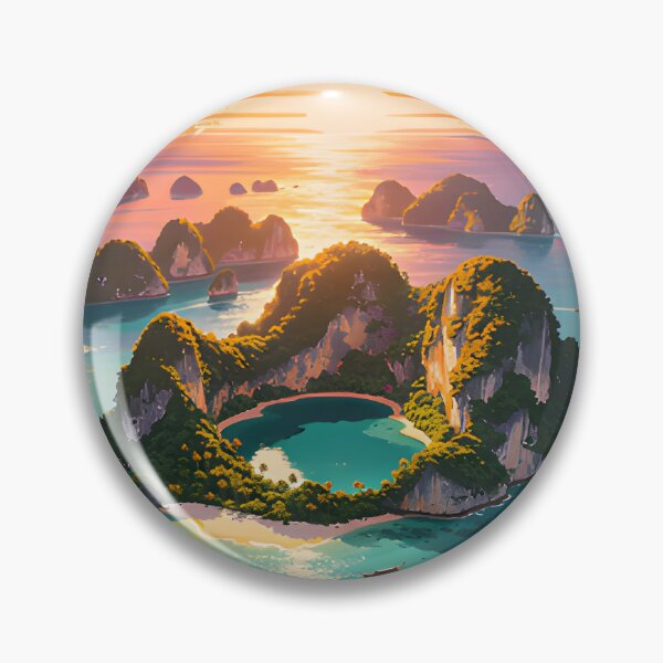 Item preview, Ang Thong Marine Park Thailand Retro Sunset Travel Poster | Vintage Tropical Island Wall Art designed and sold by Spirit of Siam.