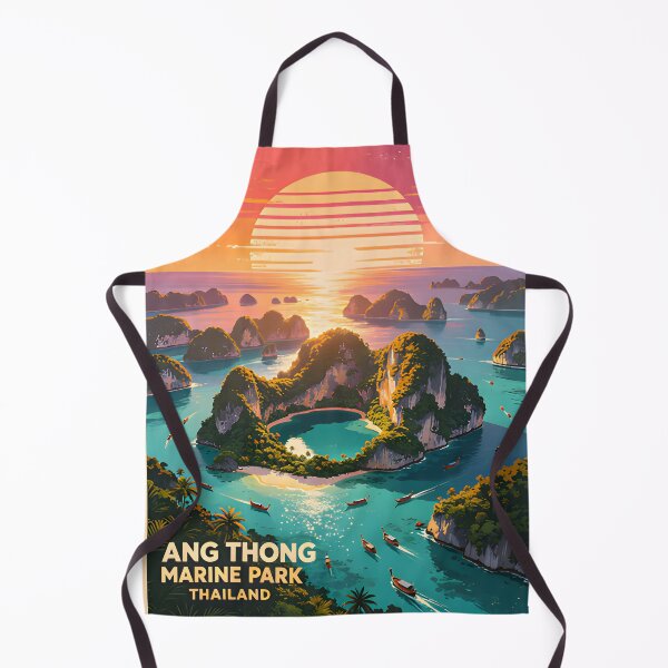 Item preview, Ang Thong Marine Park Thailand Retro Sunset Travel Poster | Vintage Tropical Island Wall Art designed and sold by Spirit of Siam.