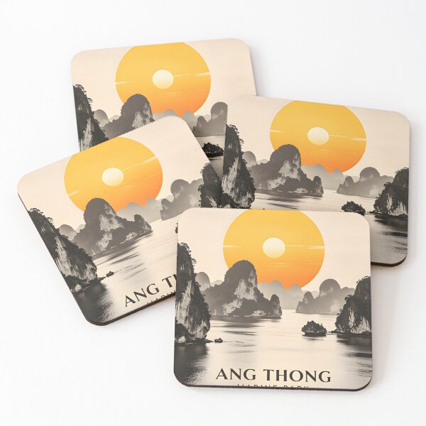 Item preview, Ang Thong Marine Park Thailand Retro Sunset Travel Poster | Vintage Tropical Island Wall Art designed and sold by Spirit of Siam.