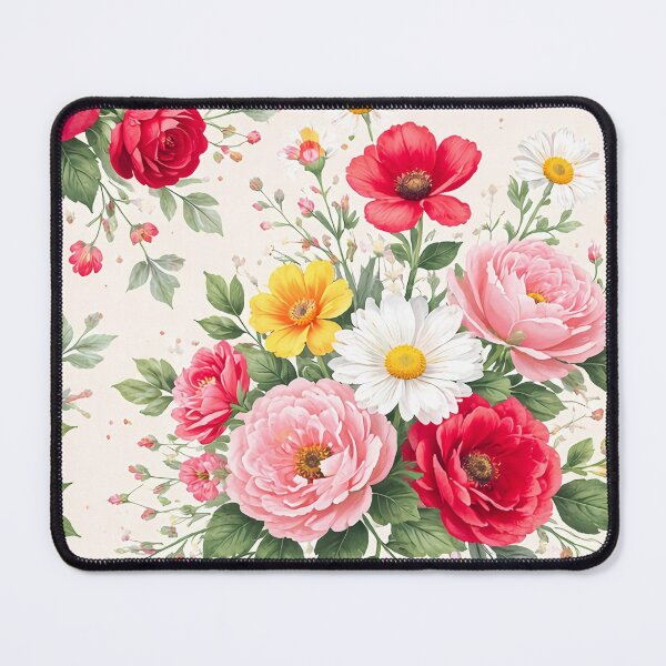 Item preview, Romantic Cottage Garden Floral Pattern | Pink Roses, Peonies & Daisies Seamless Botanical Print designed and sold by Dreamweaver Mandalas.