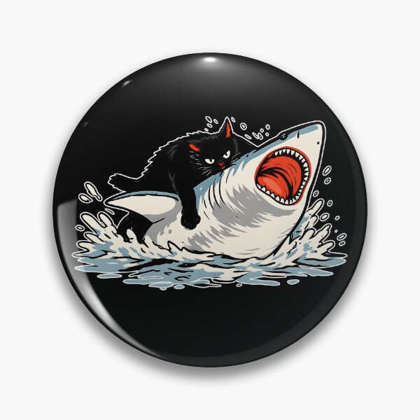 Item preview, Funny Cat Riding Shark designed and sold by moonboiuwu.