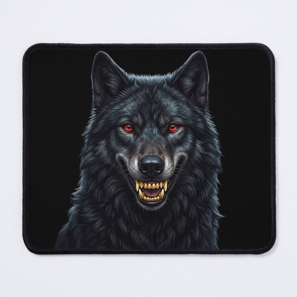Item preview, Fierce Black Wolf Glowing Red Eyes Dark Fantasy Art designed and sold by rich-moda.