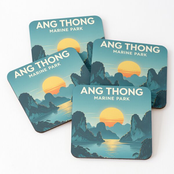 Item preview, Ang Thong Marine Park Thailand Retro Sunset Travel Poster | Vintage Tropical Island Wall Art designed and sold by Spirit of Siam.