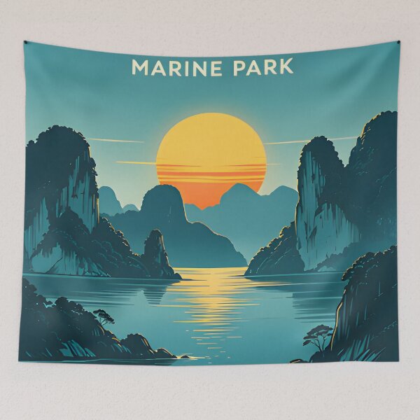 Item preview, Ang Thong Marine Park Thailand Retro Sunset Travel Poster | Vintage Tropical Island Wall Art designed and sold by Spirit of Siam.