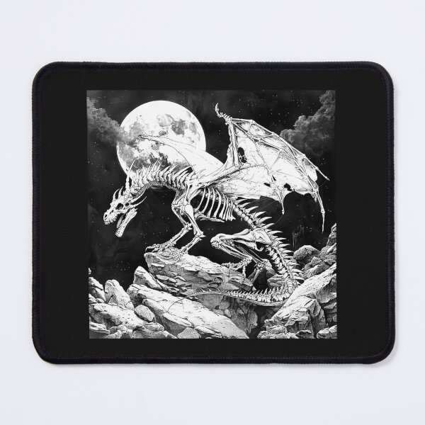Item preview, Skeleton Dragon Under Full Moon Gothic Fantasy Art designed and sold by inkoutninja.