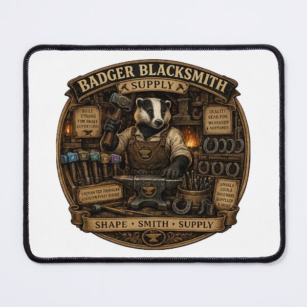 Item preview, Badger Blacksmith Supply | Fantasy Blacksmith Shop | Woodland Badger Smith | Medieval Forge | RPG Gamer Gift | Dwarfcore Shirt designed and sold by MrDev.