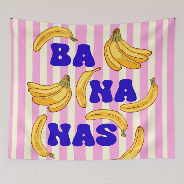 Item preview, Summer Fruit Banana in Pink Stripes Tropical Illustration designed and sold by MaiZephyr.
