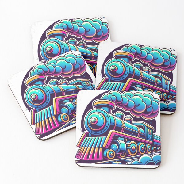 Item preview, Neon Steam Locomotive Illustration Retro Futuristic Train Art designed and sold by Joel0708.