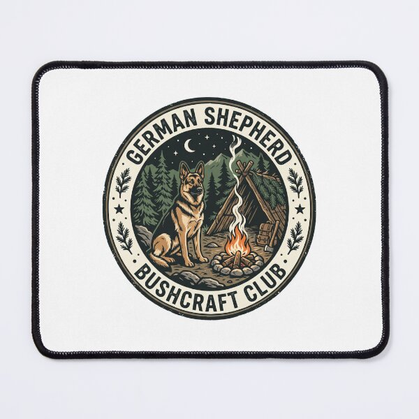 Item preview, German Shepherd Bushcraft Club Campfire Wilderness Survival designed and sold by PictoVibe.
