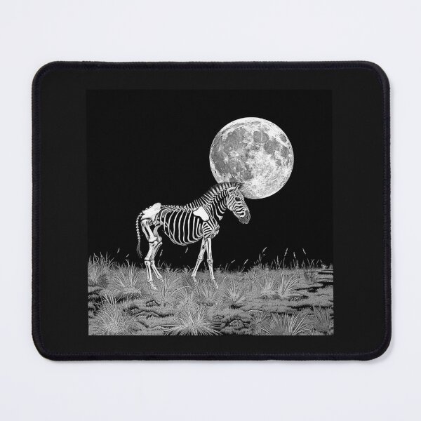 Item preview, Skeleton Zebra Under Full Moon Gothic Wildlife Art designed and sold by inkoutninja.